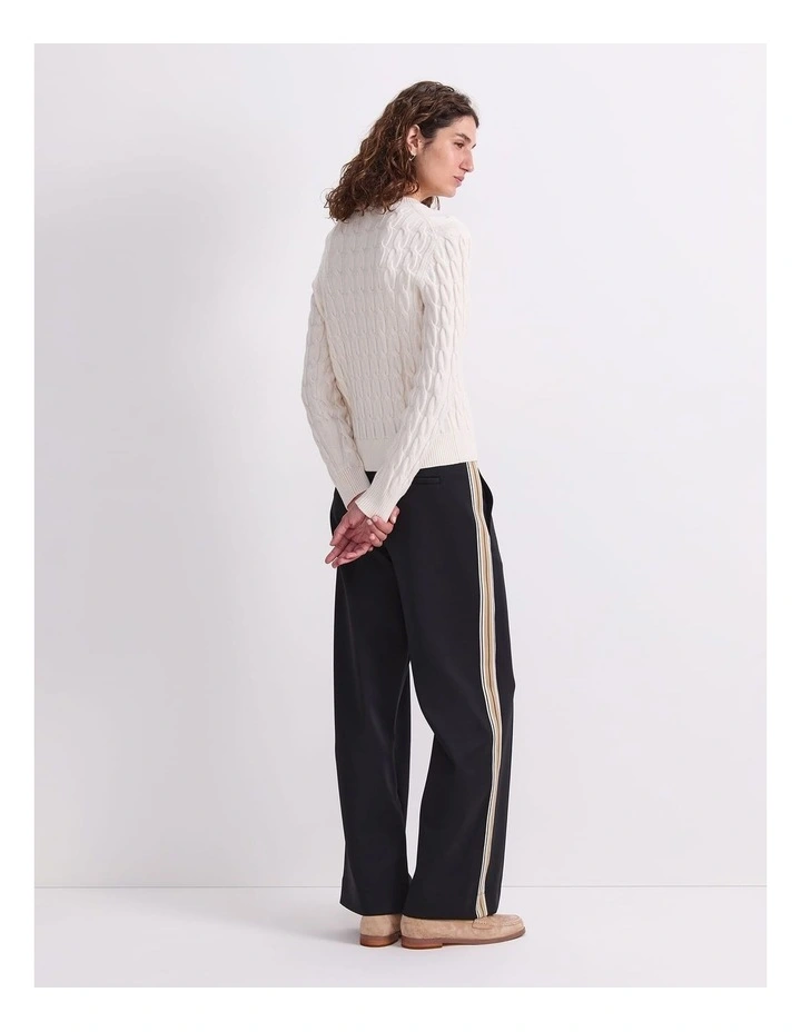 Merino Cable Sweater in White image 2