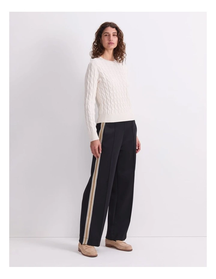 Merino Cable Sweater in White image 3