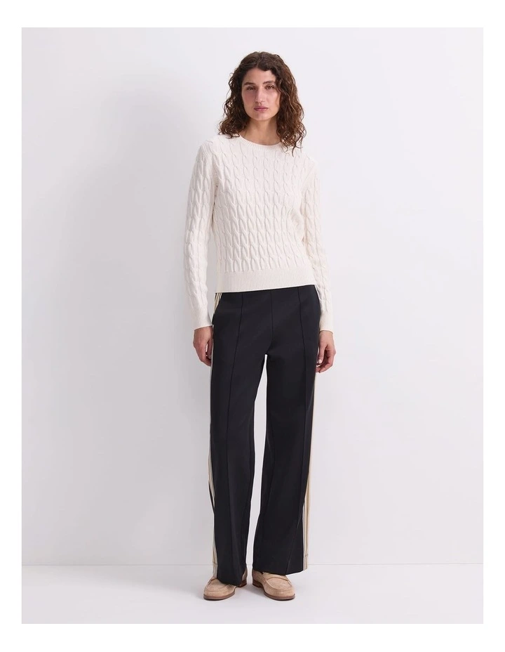 Merino Cable Sweater in White image 4
