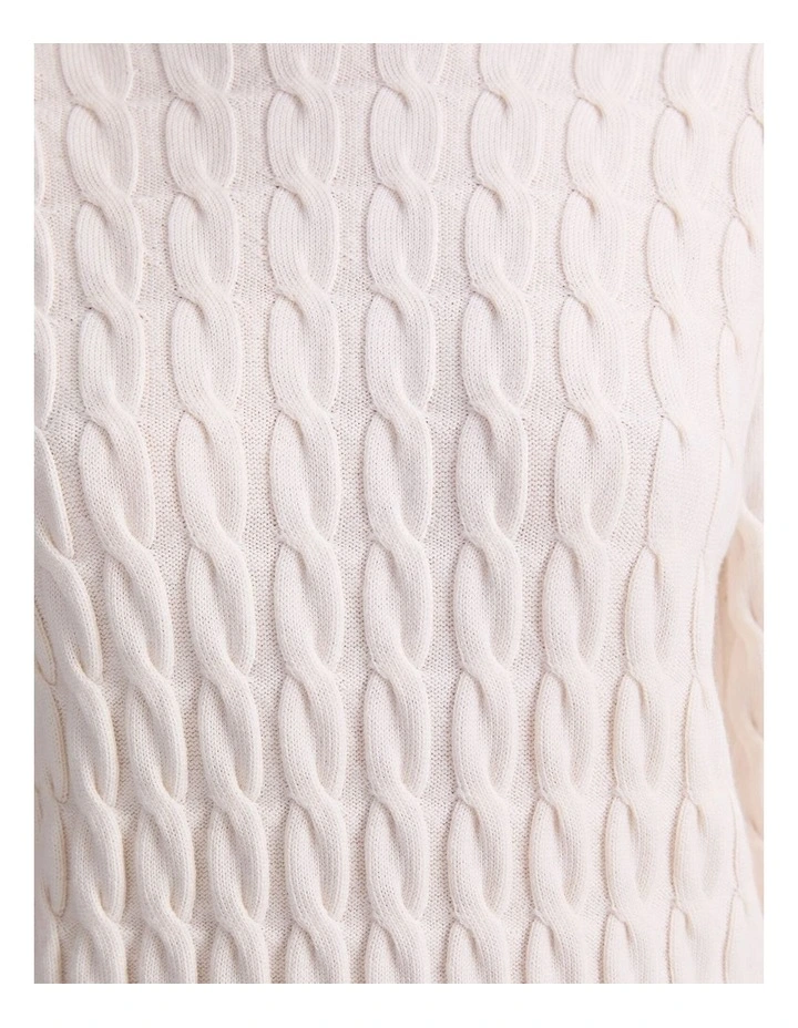 Merino Cable Sweater in White image 7