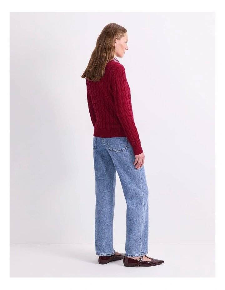 Audrey Check Culotte Sweater in Red image 2