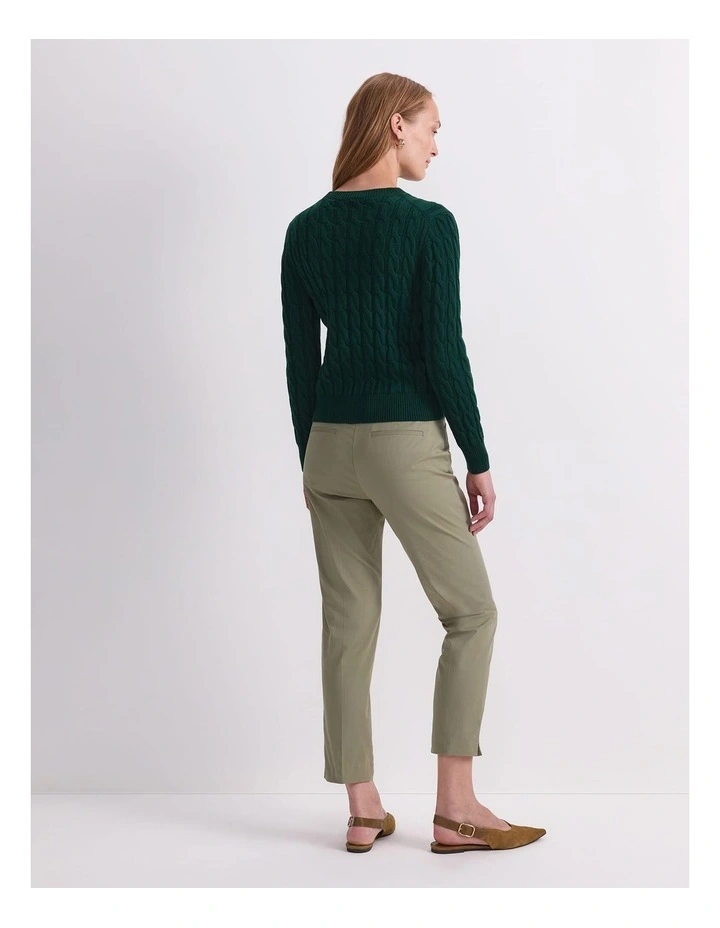 Merino Cable Sweater in Green image 2