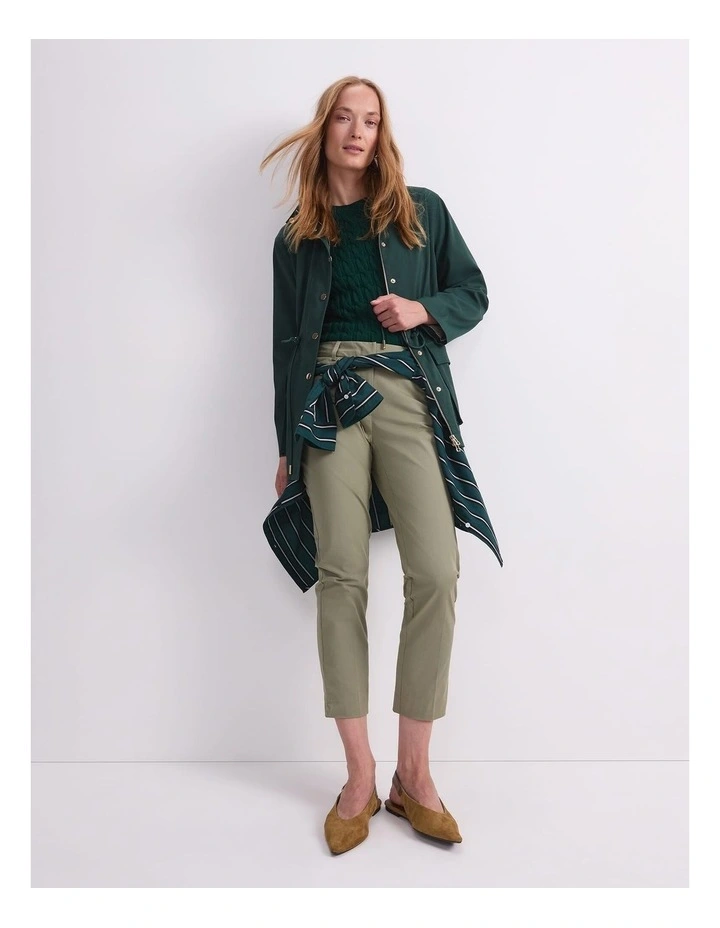 Merino Cable Sweater in Green image 5