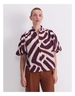 Penny Short Sleeve Cotton Silk Blouse