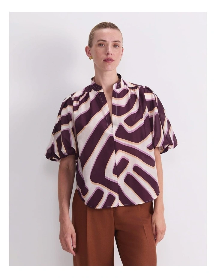 Penny Short Sleeve Cotton Silk Blouse image 1