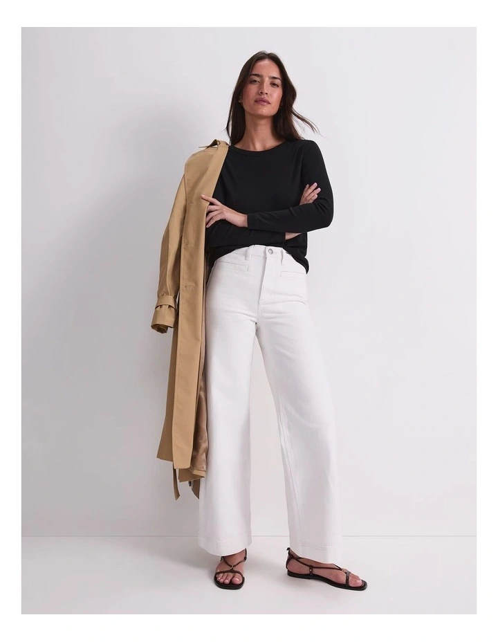 Heidi Long Sleeve Crew Neck T-shirt in Black image 5