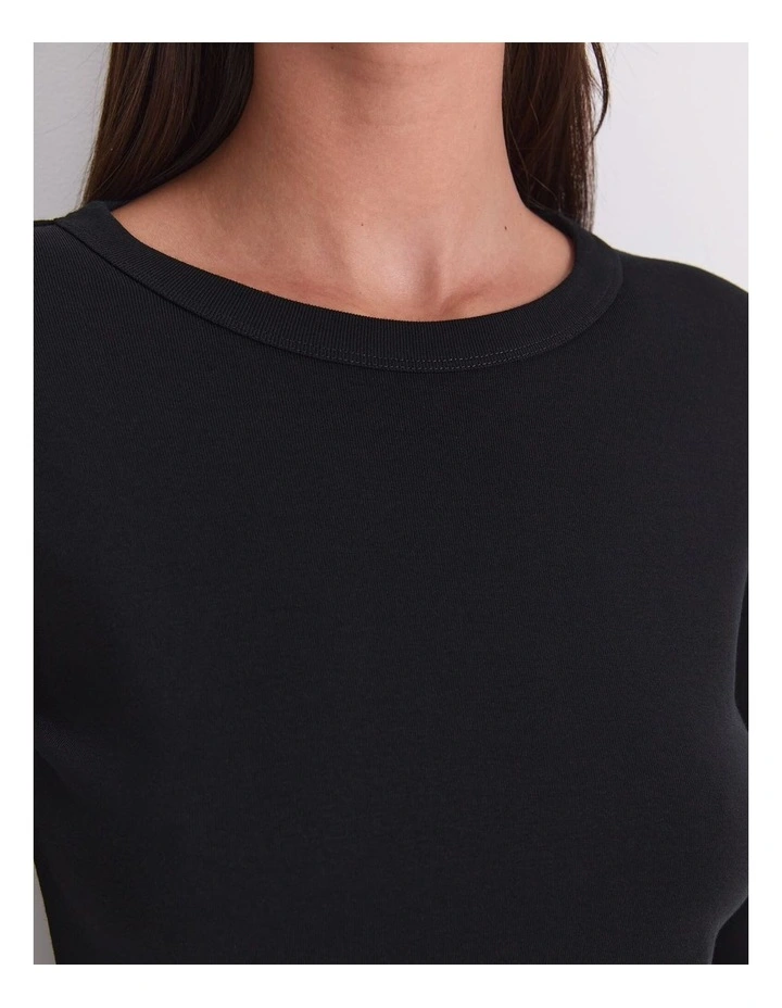 Heidi Long Sleeve Crew Neck T-shirt in Black image 7