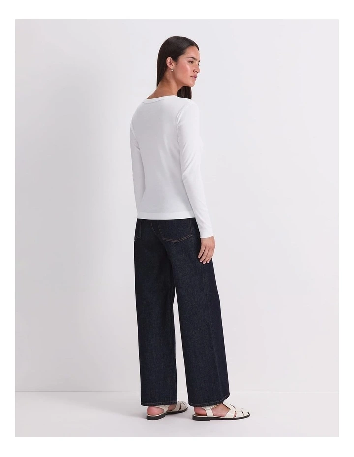 Heidi Long Sleeve Crew Neck Tee in White image 2