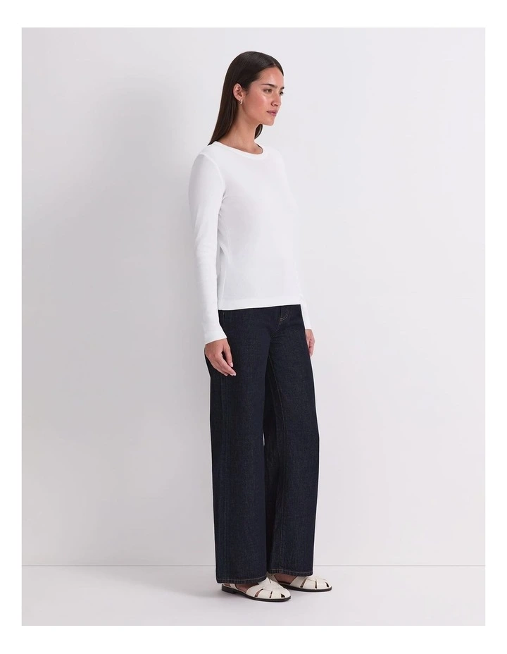 Heidi Long Sleeve Crew Neck Tee in White image 3