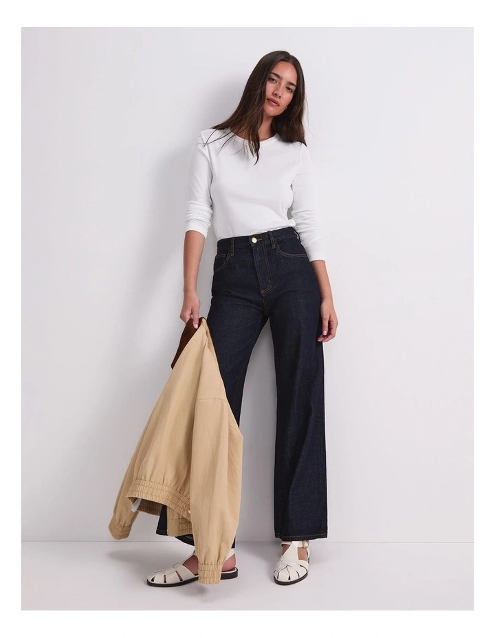 Heidi Long Sleeve Crew Neck Tee in White image 5