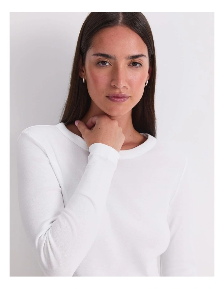 Heidi Long Sleeve Crew Neck Tee in White image 6