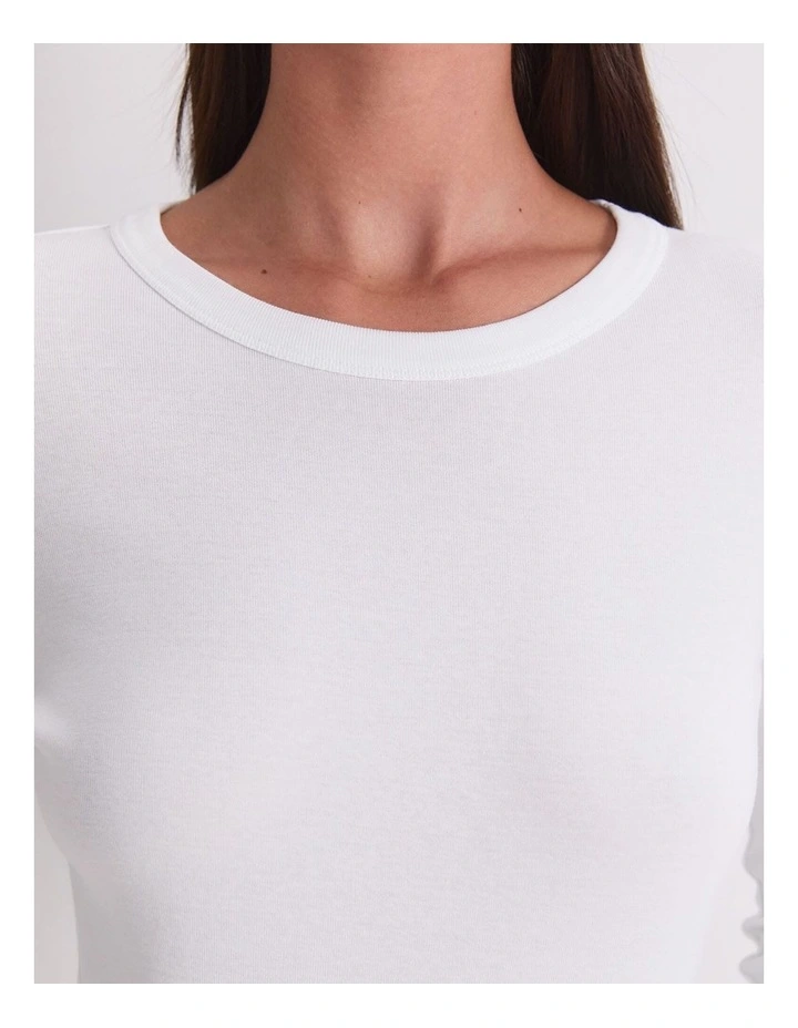 Heidi Long Sleeve Crew Neck Tee in White image 7