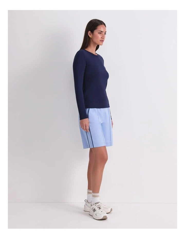 Heidi Long Sleeve Crew Neck Tee in Blue image 3