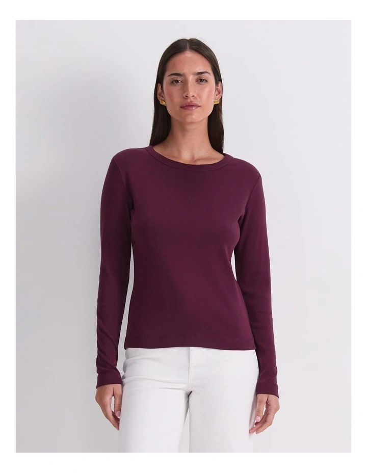 Heidi Long Sleeve Crew Neck Tee in Purple image 1