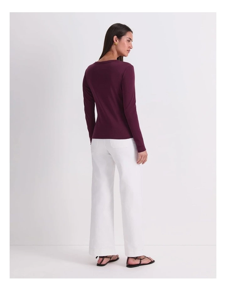 Heidi Long Sleeve Crew Neck Tee in Purple image 2