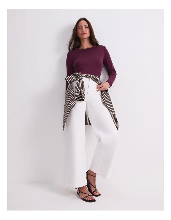 Heidi Long Sleeve Crew Neck Tee in Purple image 5