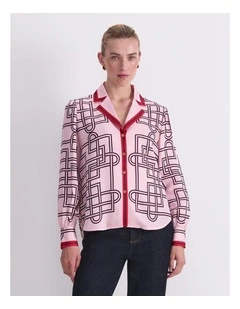 Rhodes Print Blouse in Pink