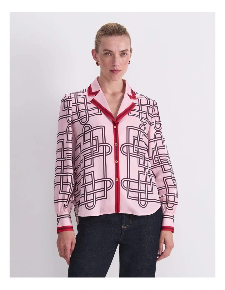Rhodes Print Blouse in Pink image 1