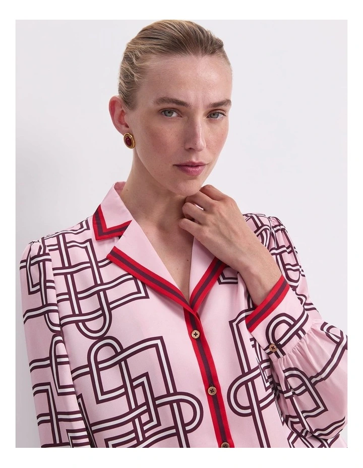 Rhodes Print Blouse in Pink image 4