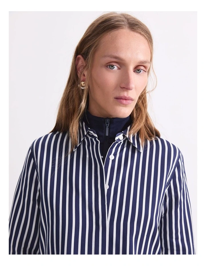Hannah Stripe Cotton Silk Shirt in Blue image 5