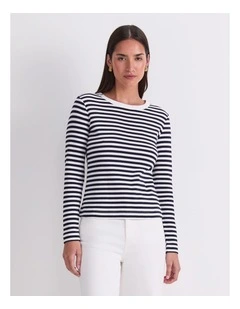 Heidi Long Sleeve Crew Neck Tee in Multi