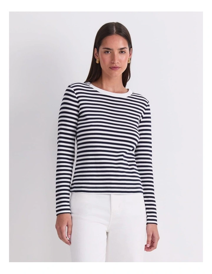 Heidi Long Sleeve Crew Neck Tee in Multi image 1