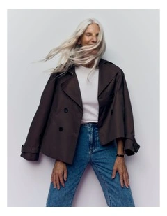 Audrey Crop Trench in Brown