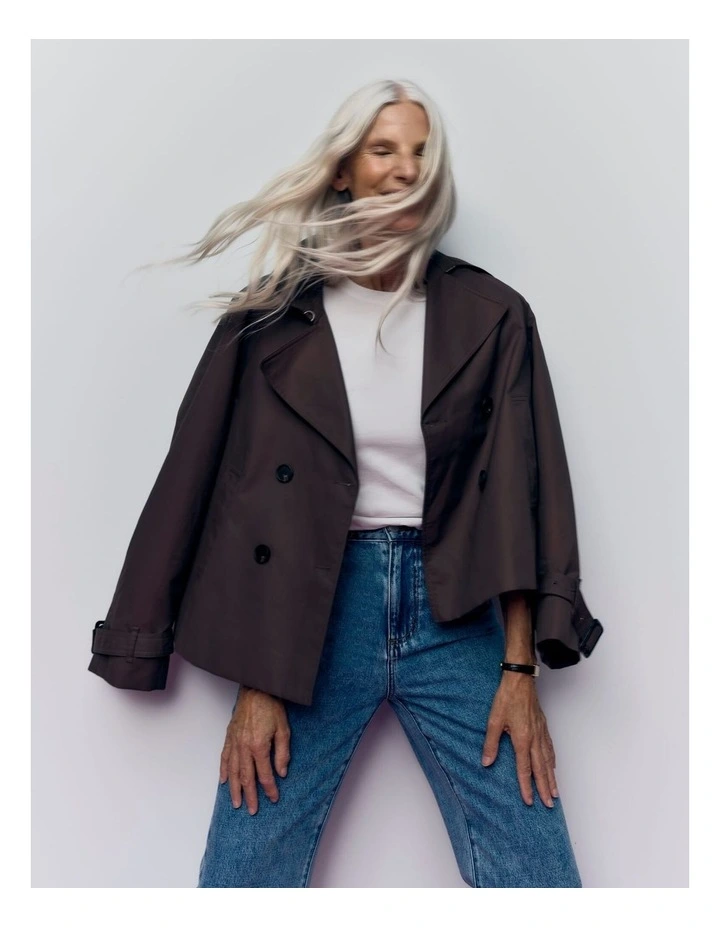 Audrey Crop Trench in Brown image 1