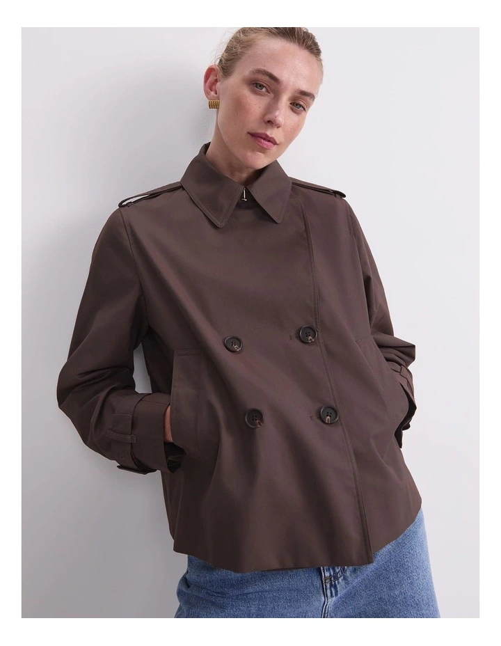 Audrey Crop Trench in Brown image 1