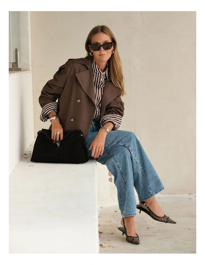 Audrey Crop Trench in Brown image 3
