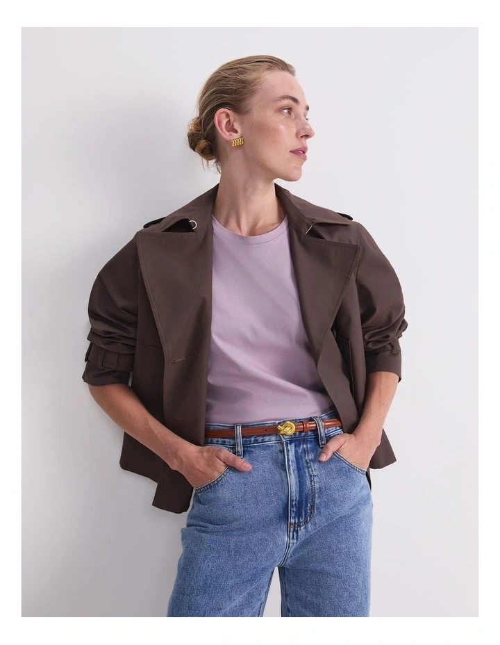 Audrey Crop Trench in Brown image 5