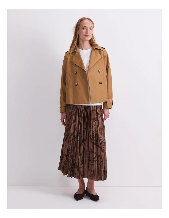 Audrey Crop Trench Coat in Brown image 4