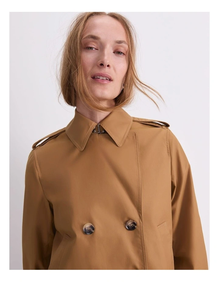 Audrey Crop Trench Coat in Brown image 6