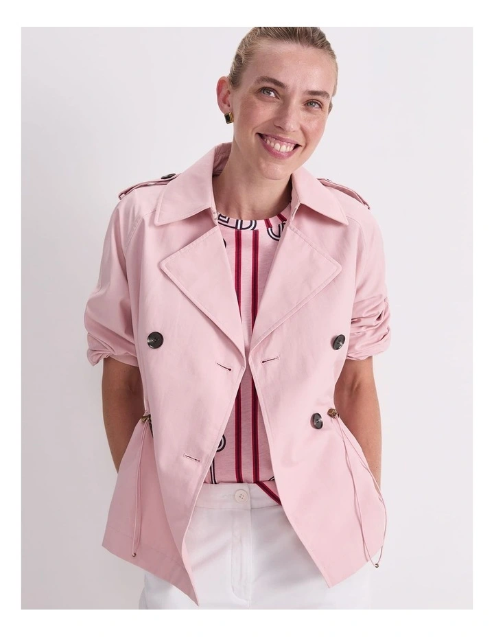 Audrey Drawcord Trench in Pink image 4