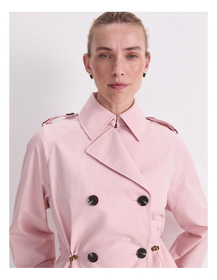 Audrey Drawcord Trench in Pink image 5