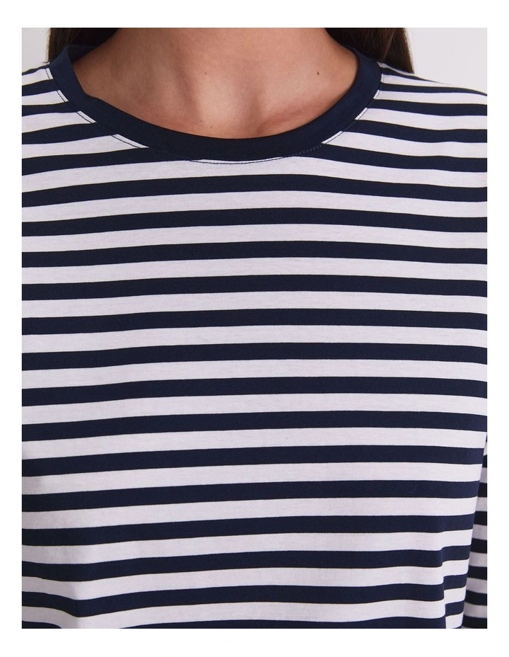 Mercerised Cotton 3/4 Sleeve Tee in Multi image 5