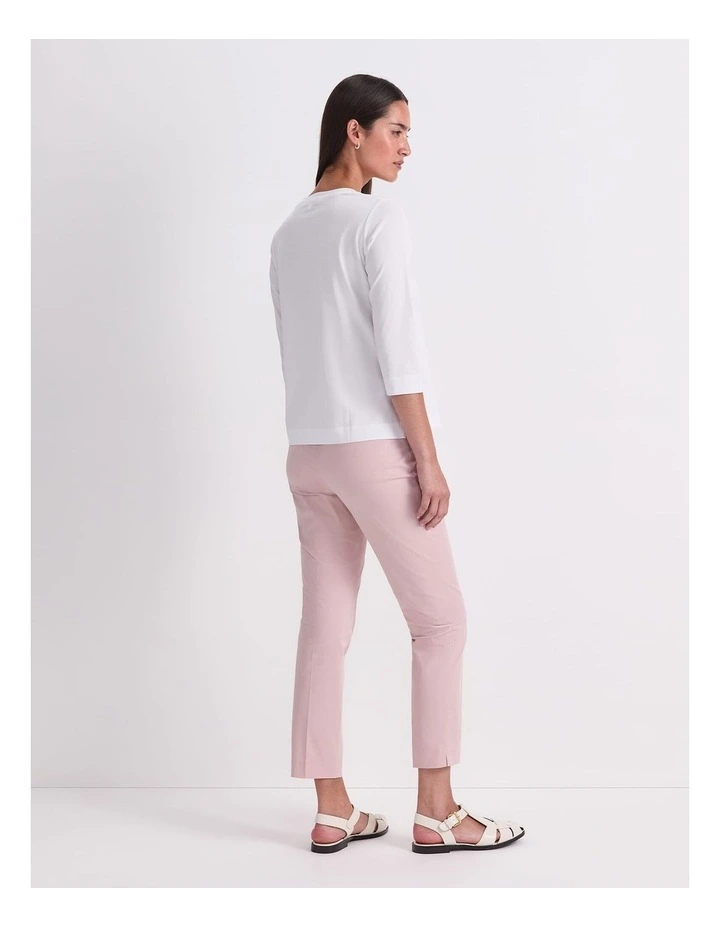 Mercerised Cotton 3/4 Sleeve Tee in White image 2