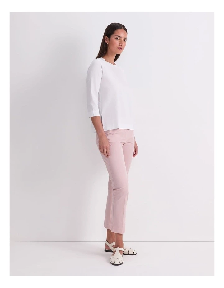 Mercerised Cotton 3/4 Sleeve Tee in White image 3