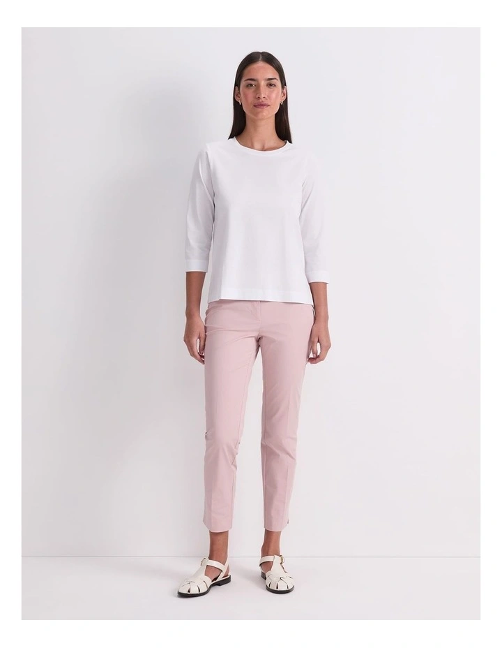 Mercerised Cotton 3/4 Sleeve Tee in White image 4