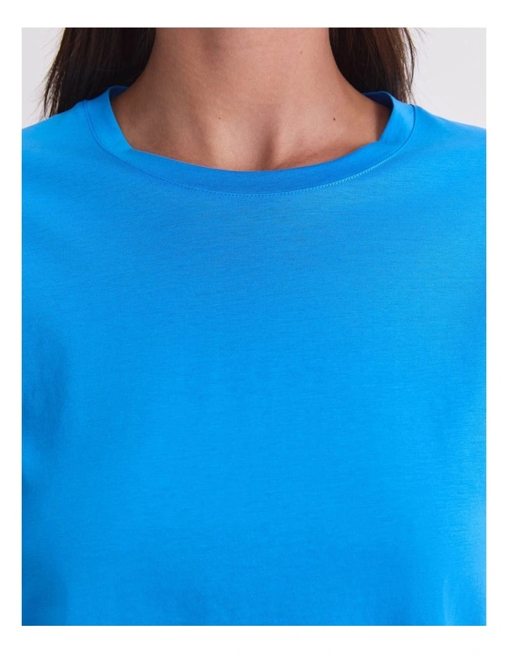 Mercerised Cotton 3/4 Sleeve Tee in Blue image 6