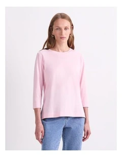 Mercerised Cotton Half Sleeve Tee in Pink
