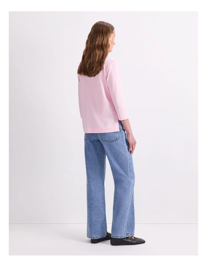 Mercerised Cotton Half Sleeve Tee in Pink image 2