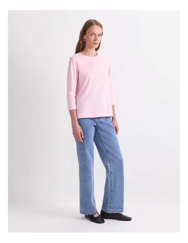 Mercerised Cotton Half Sleeve Tee in Pink image 3