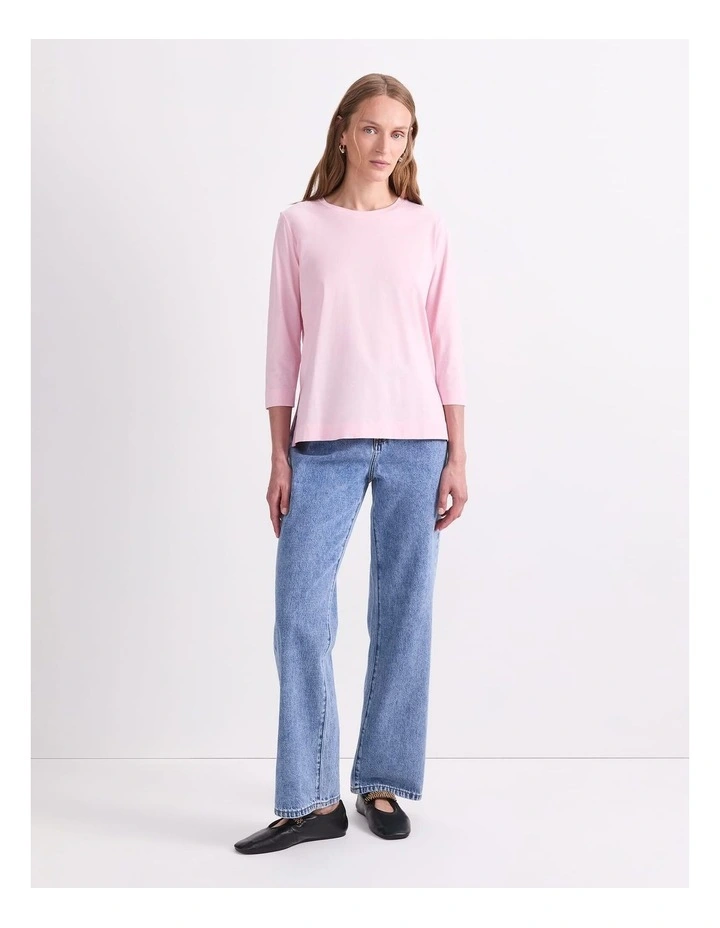 Mercerised Cotton Half Sleeve Tee in Pink image 4