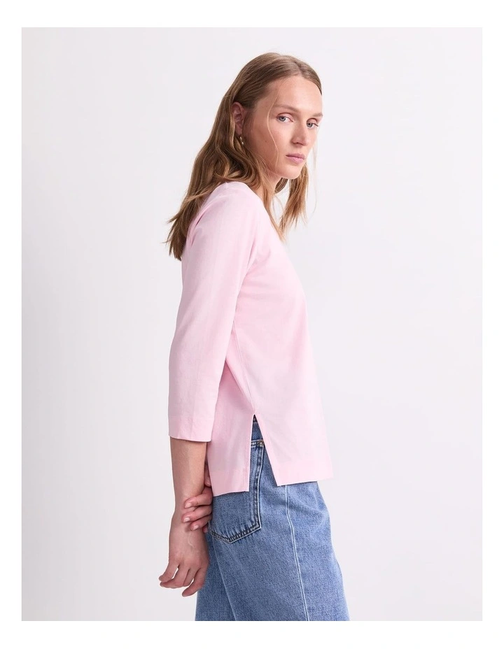 Mercerised Cotton Half Sleeve Tee in Pink image 6