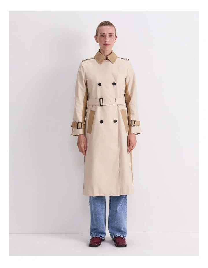 Audrey Splice Trench in Beige image 3