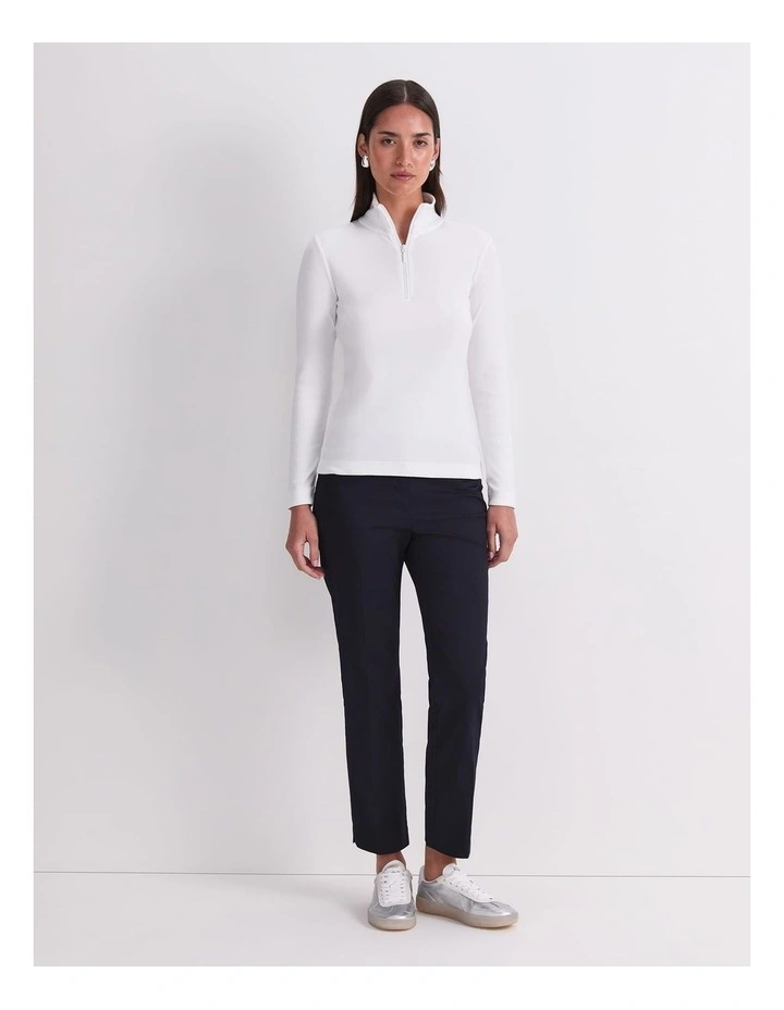 Lucy Zip Funnel Neck Top in White image 4