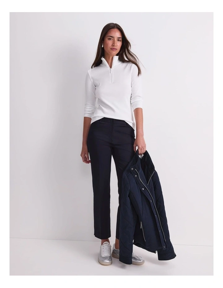 Lucy Zip Funnel Neck Top in White image 5