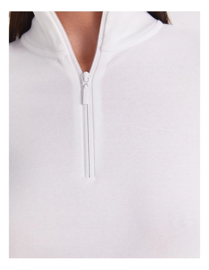 Lucy Zip Funnel Neck Top in White image 7