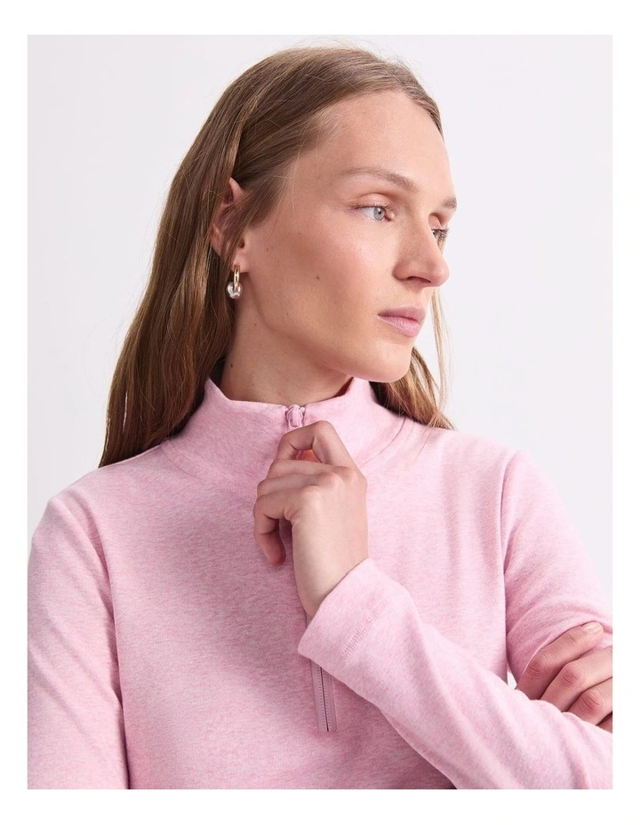 Lucy Zip Funnel Neck Top in Pink image 6